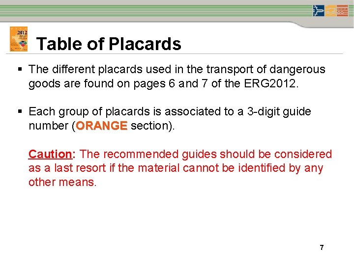 Table of Placards § The different placards used in the transport of dangerous goods Table of Placards § The different placards used in the transport of dangerous goods