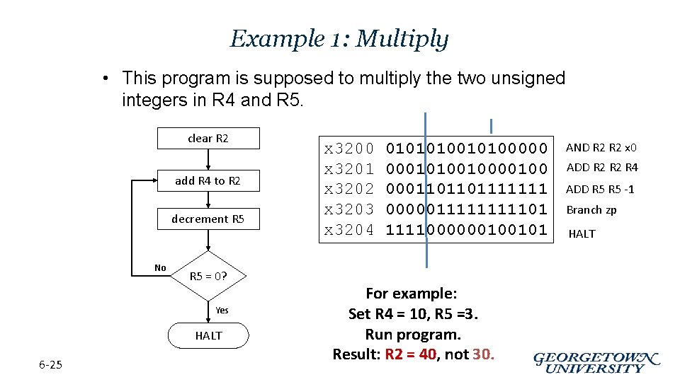 Example 1: Multiply • This program is supposed to multiply the two unsigned integers