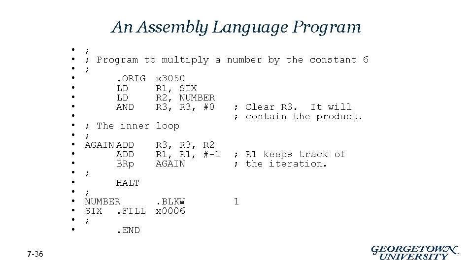 An Assembly Language Program • • • • • 7 -36 ; ; Program