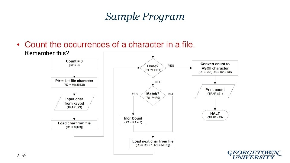 Sample Program • Count the occurrences of a character in a file. Remember this?