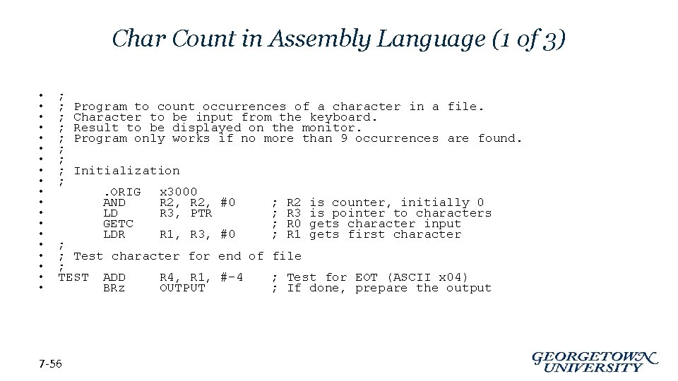 Char Count in Assembly Language (1 of 3) • • • • • ;