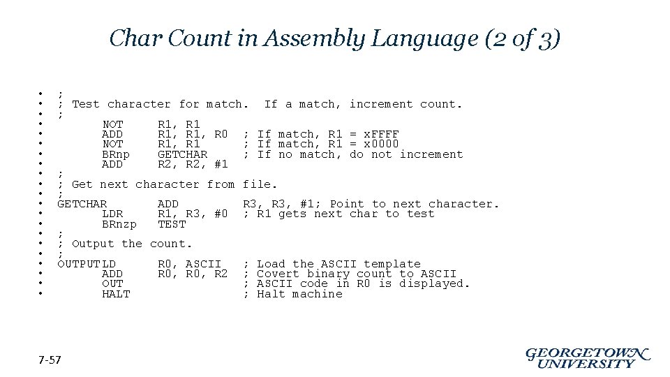 Char Count in Assembly Language (2 of 3) • • • • • •