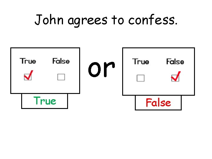 John agrees to confess. or True False 