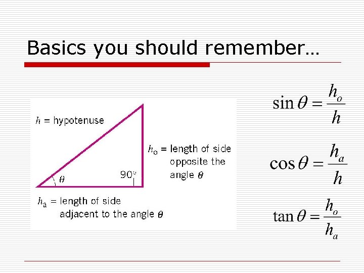 Basics you should remember… 