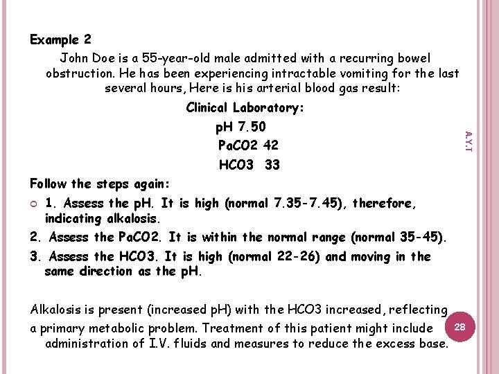 Example 2 John Doe is a 55 -year-old male admitted with a recurring bowel