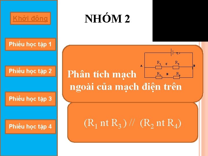 Khởi động NHÓM 2 Phiếu học tập 1 Khinguồnđèn đoản Một bóng 6 Vmạch,