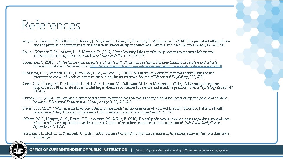 References Anyon, Y. , Jenson, J. M. , Altschul, I. , Farrar, J. ,