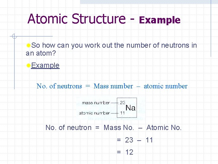 Atomic Structure - Example ®So how can you work out the number of neutrons