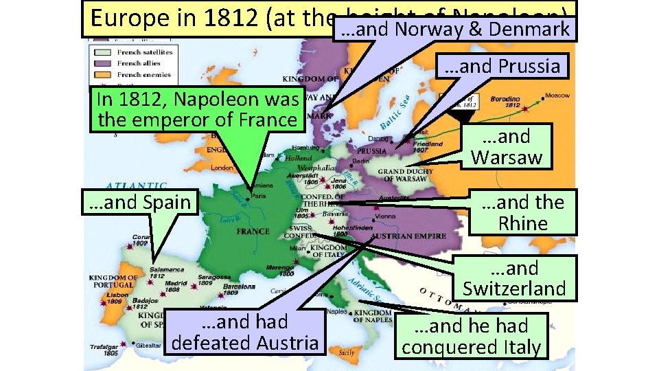 Europe in 1812 (at the …and height of Napoleon) Norway & Denmark …and Prussia