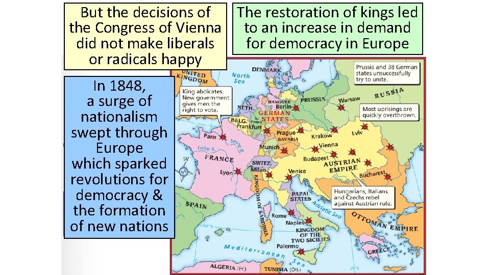 The restoration of kings led But the decisions of the Congress of Vienna to