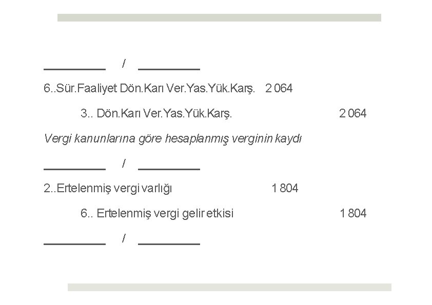 / 6. . Sür. Faaliyet Dön. Karı Ver. Yas. Yük. Karş. 2 064 3.