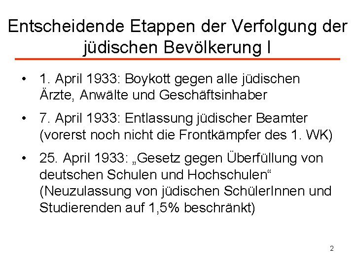 Entscheidende Etappen der Verfolgung der jüdischen Bevölkerung I • 1. April 1933: Boykott gegen