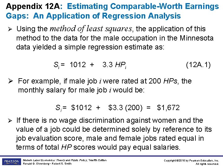 Appendix 12 A: Estimating Comparable-Worth Earnings Gaps: An Application of Regression Analysis Ø Using