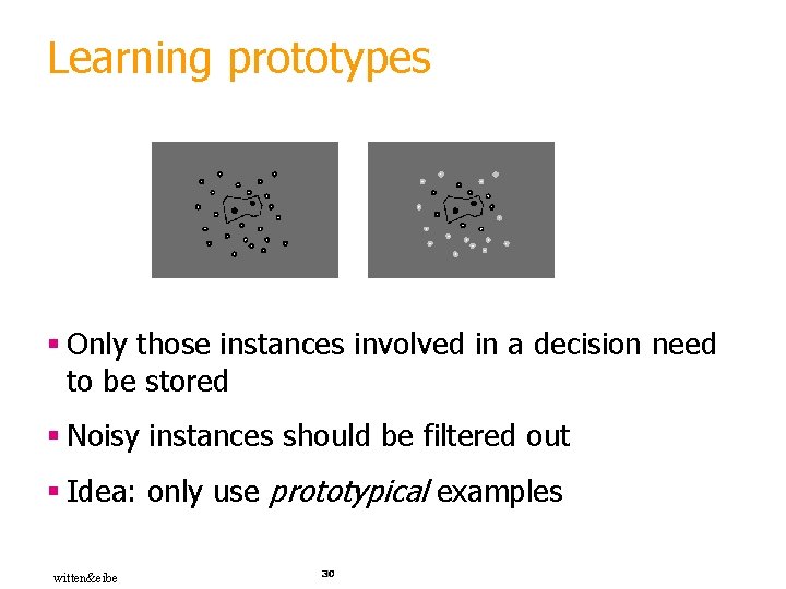 Learning prototypes § Only those instances involved in a decision need to be stored