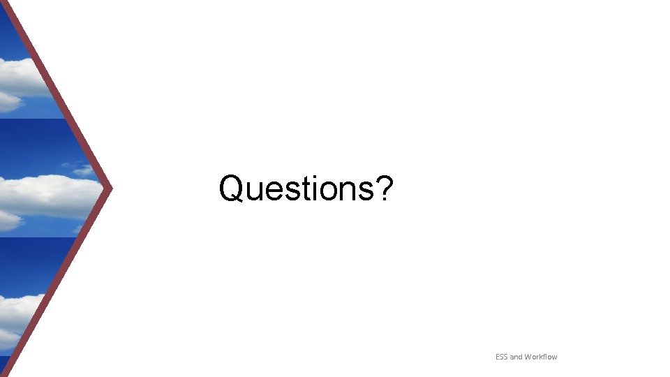 Questions? ESS and Workflow  Questions? ESS and Workflow