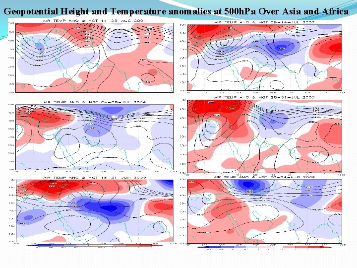 Geopotential Height and Temperature anomalies at 500 h. Pa Over Asia and Africa 