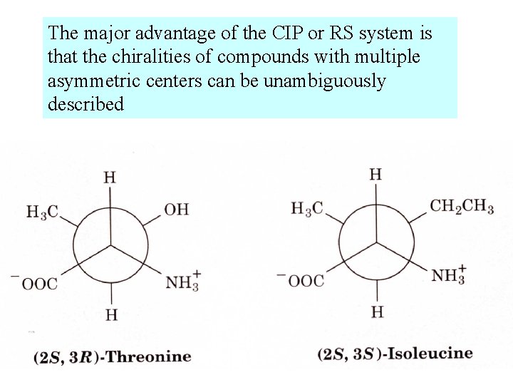 The major advantage of the CIP or RS system is that the chiralities of