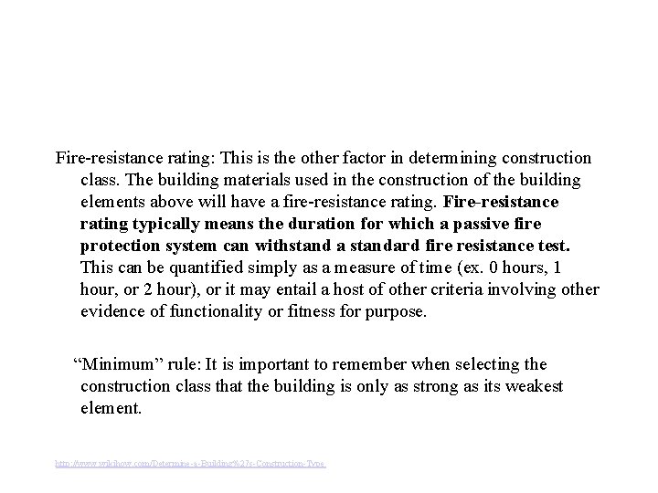 Fire-resistance rating: This is the other factor in determining construction class. The building materials