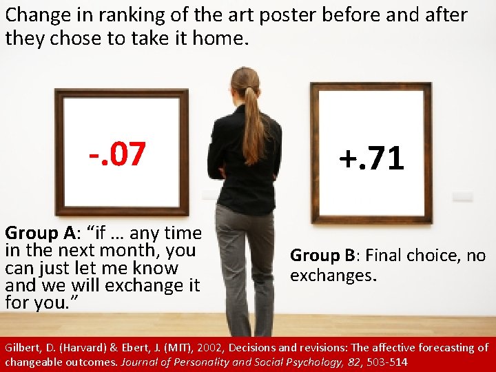 Change in ranking of the art poster before and after they chose to take