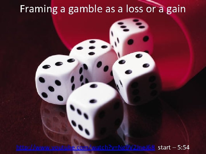 Framing a gamble as a loss or a gain http: //www. youtube. com/watch? v=Ng