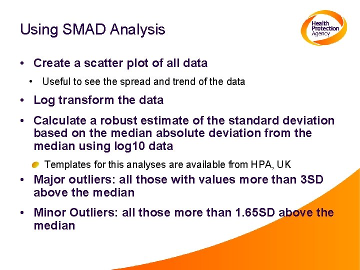 Using SMAD Analysis • Create a scatter plot of all data • Useful to