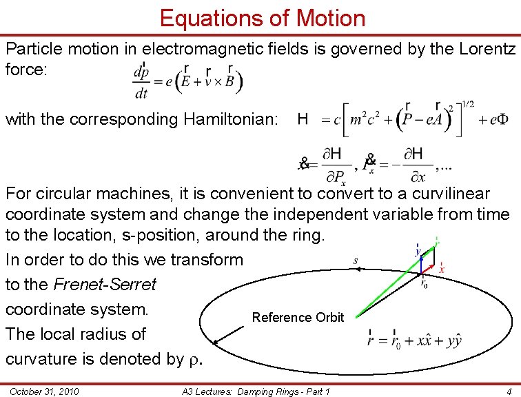 Equations of Motion Particle motion in electromagnetic fields is governed by the Lorentz force: