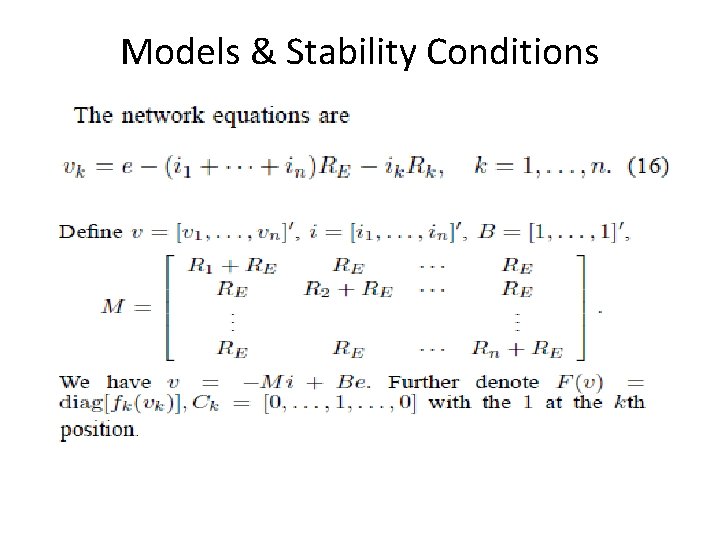 Models & Stability Conditions 