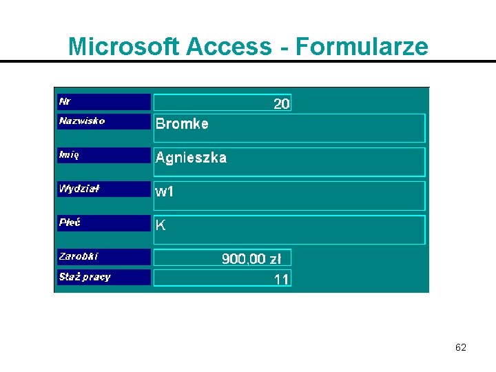 Microsoft Access - Formularze 62 