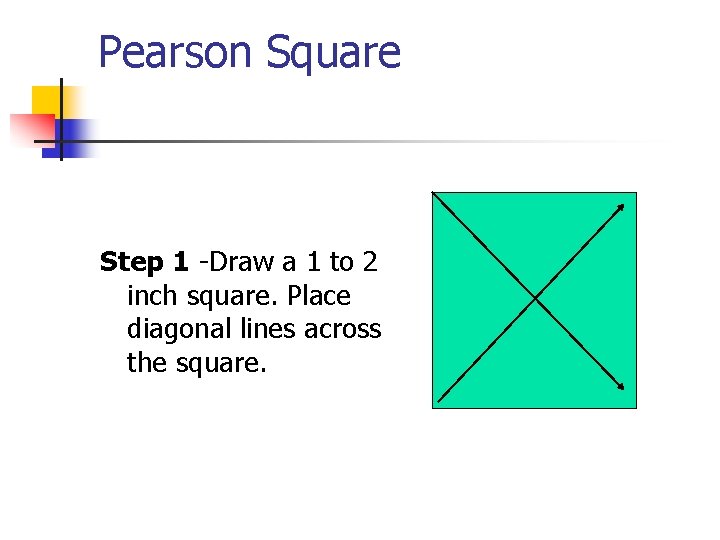 Pearson Square Step 1 -Draw a 1 to 2 inch square. Place diagonal lines
