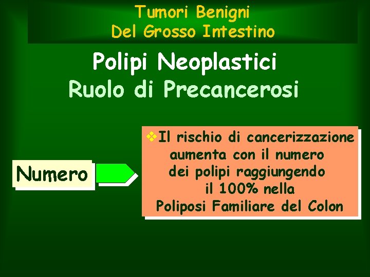 Tumori Benigni Del Grosso Intestino Polipi Neoplastici Ruolo di Precancerosi Numero v. Il rischio