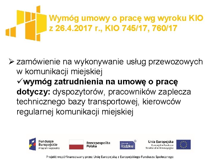 Wymóg umowy o pracę wg wyroku KIO z 26. 4. 2017 r. , KIO