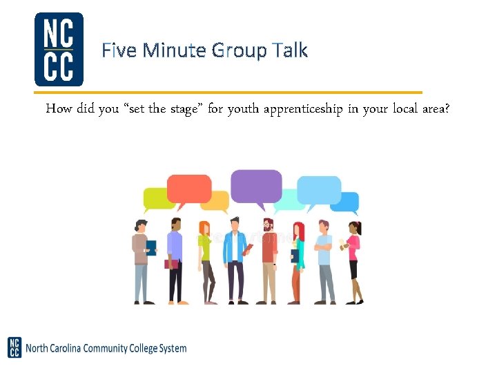 Five Minute Group Talk How did you “set the stage” for youth apprenticeship in