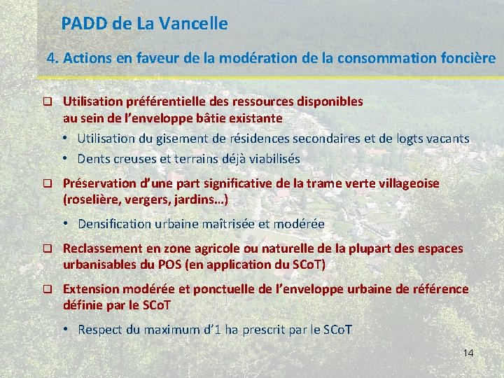 PADD de La Vancelle 4. Actions en faveur de la modération de la consommation