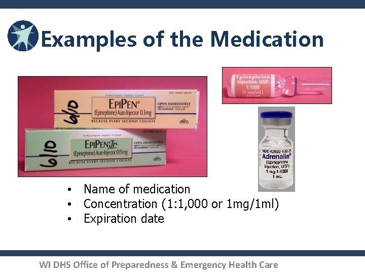 Examples of the Medication • Name of medication • Concentration (1: 1, 000 or