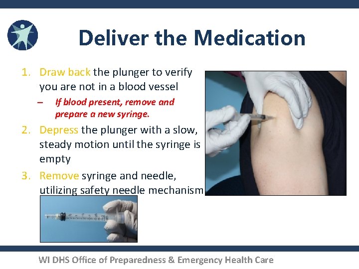 Deliver the Medication 1. Draw back the plunger to verify you are not in