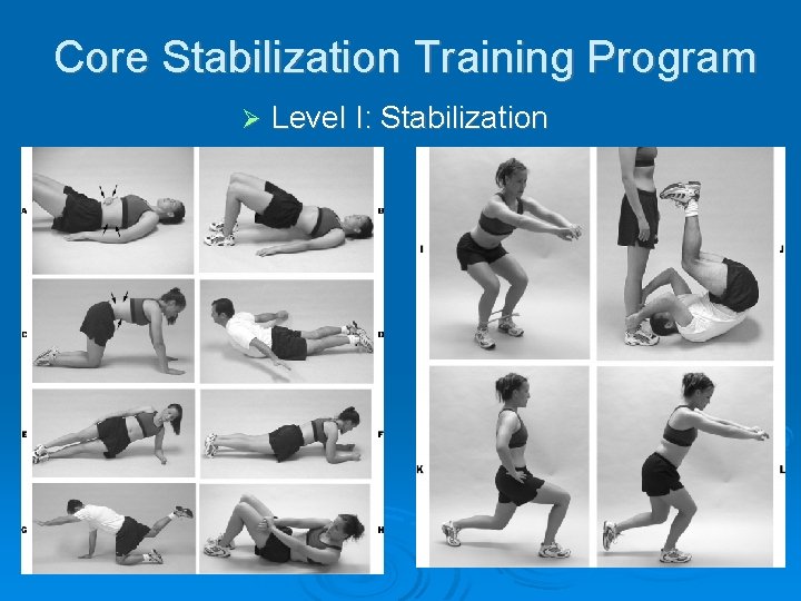 Core Stabilization Training Program Ø Level I: Stabilization 