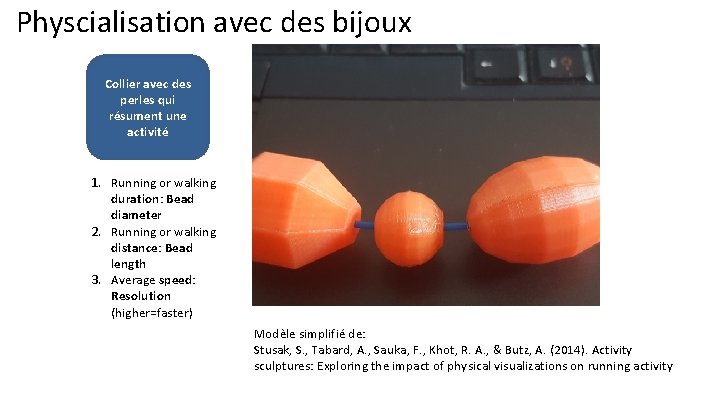 Physcialisation avec des bijoux Collier avec des perles qui résument une activité 1. Running