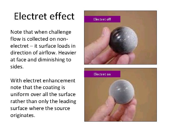 Electret effect Electret off Note that when challenge flow is collected on nonelectret –