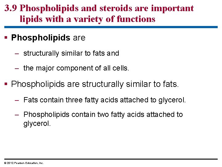 3. 9 Phospholipids and steroids are important lipids with a variety of functions § 3. 9 Phospholipids and steroids are important lipids with a variety of functions §