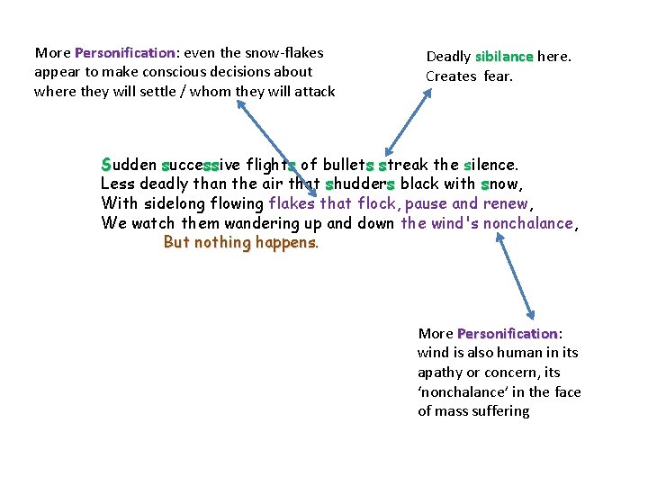 More Personification: even the snow-flakes Personification appear to make conscious decisions about where they