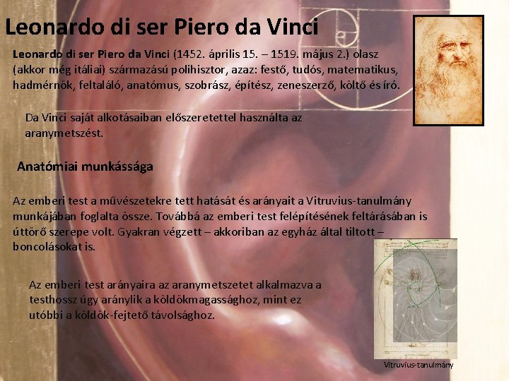 Leonardo di ser Piero da Vinci (1452. április 15. – 1519. május 2. )
