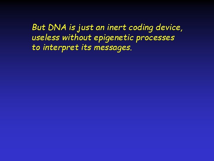 But DNA is just an inert coding device, useless without epigenetic processes to interpret