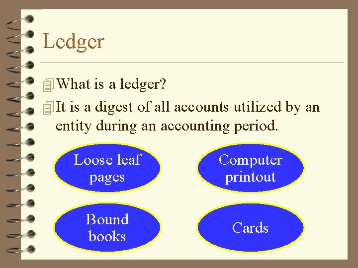 Ledger 4 What is a ledger? 4 It is a digest of all accounts