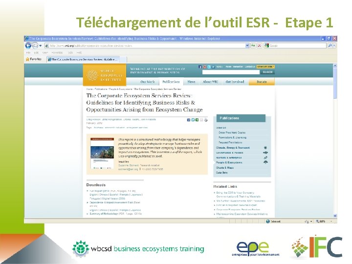 Téléchargement de l’outil ESR - Etape 1 