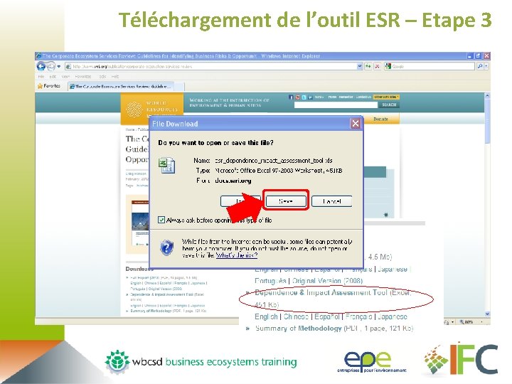 Téléchargement de l’outil ESR – Etape 3 
