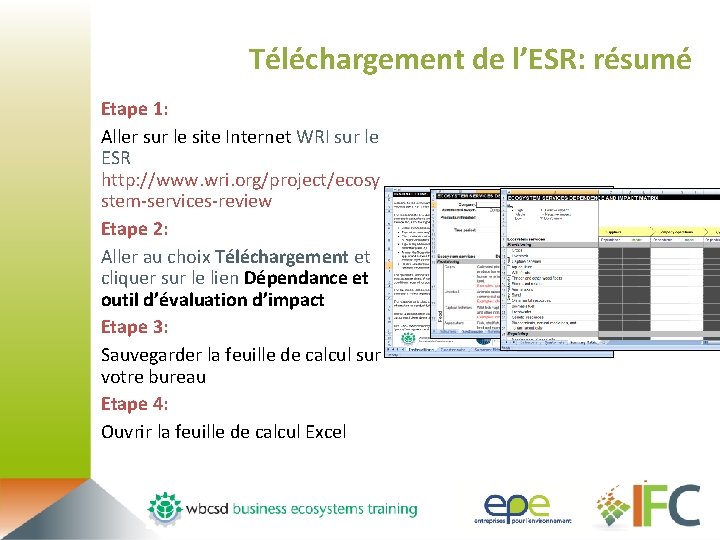 Téléchargement de l’ESR: résumé Etape 1: Aller sur le site Internet WRI sur le