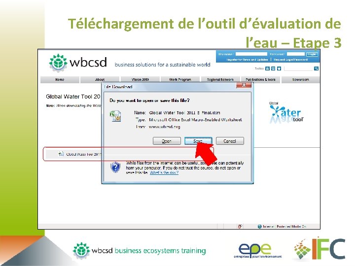 Téléchargement de l’outil d’évaluation de l’eau – Etape 3 