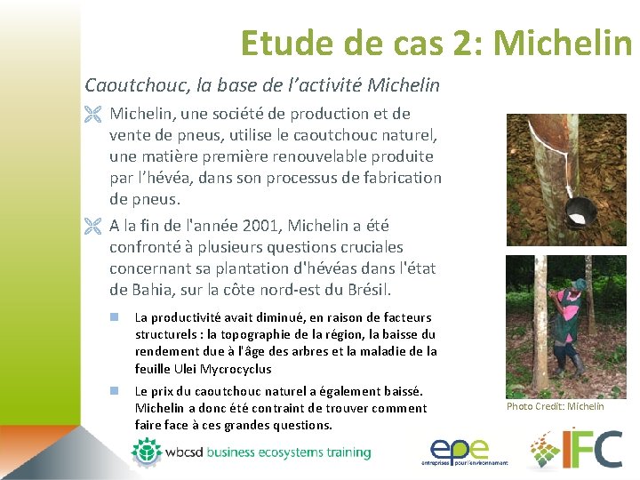 Etude de cas 2: Michelin Caoutchouc, la base de l’activité Michelin Ë Michelin, une