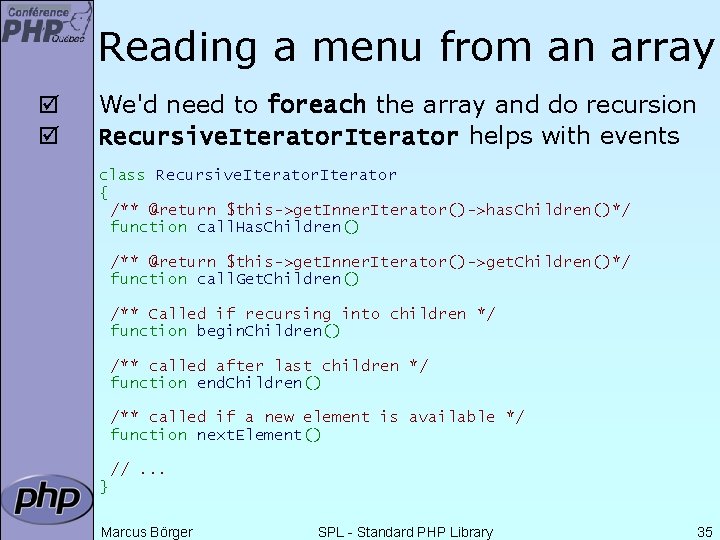 Reading a menu from an array þ þ We'd need to foreach the array