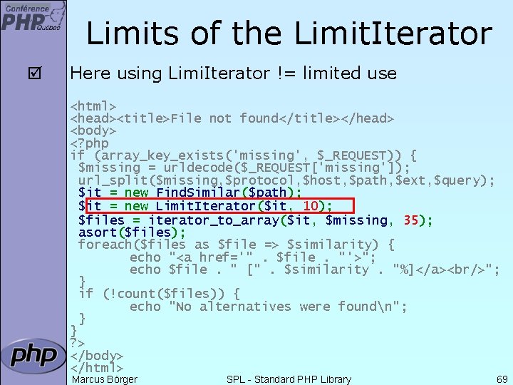 Limits of the Limit. Iterator þ Here using Limi. Iterator != limited use <html>